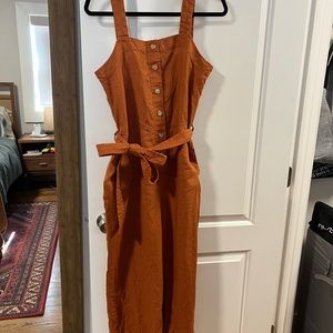Everlane Linen Jumpsuit Size 8 Burnt Orange